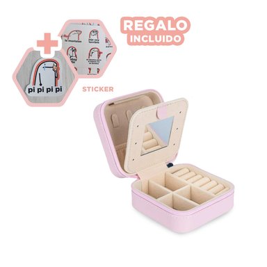JOYERO MINI PARA LLEVAR JOYAS ROSADO Y+REGALO STICKERS