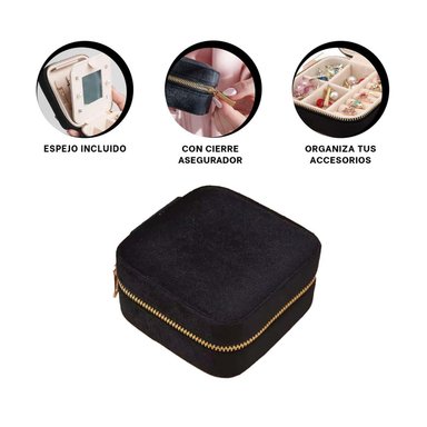 PACK2 JOYERO PARA VIAJE DE COLOR NEGRO Y+REGALO STICKERS