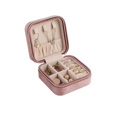 JOYERO ORGANIZADOR PEQUEÑO PARA VIAJES DE COLOR ROSADO