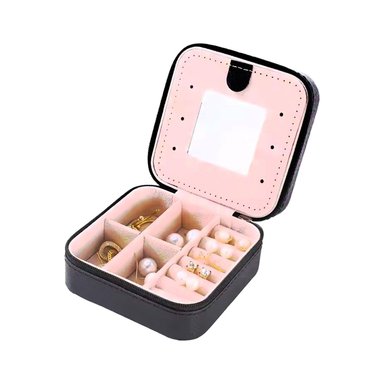 COFRE CON ESPEJO PARA VIAJE NEGRO Y+LIGAS DE REGALO