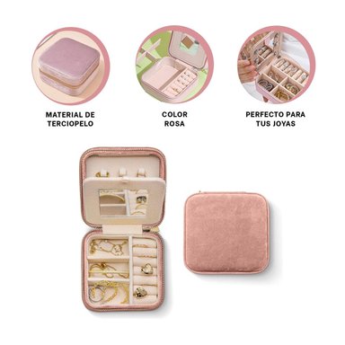 PACK2 JOYERO PARA VIAJE DE COLOR ROSADO Y+REGALO STICKERS