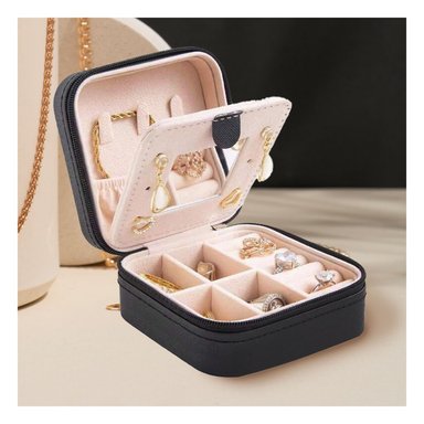 PACK12 CAJA PEQUEÑA PARA VIAJE CON ESPEJO DE COLOR NEGRO