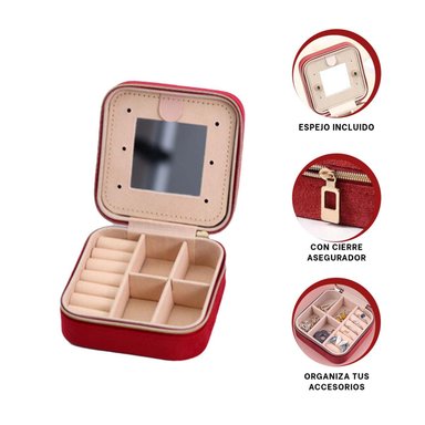 PACK2 JOYERO PARA VIAJE DE COLOR VINO Y+REGALO STICKERS