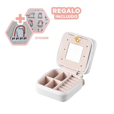 JOYERO MINI PARA LLEVAR JOYAS BLANCO Y+REGALO STICKERS
