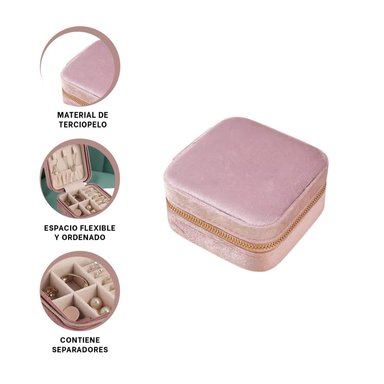 PACK2 JOYERO PARA VIAJE DE COLOR ROSADO Y+REGALO STICKERS