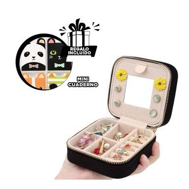 PACK6 COFRE PORTATIL PARA JOYAS NEGRO Y+PAPEL DE REGALO