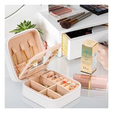 PACK6 COFRE PARA JOYAS MINIATURA CON ESPEJO DE COLOR BLANCO