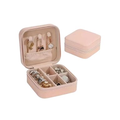 PACK2 JOYERO ORGANIZADOR PEQUEÑO PARA VIAJES DE COLOR ROSADO