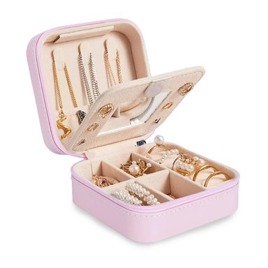 PACK2 JOYERO PEQUEÑO PARA VIAJES ROSADO Y+PAPEL DE REGALO