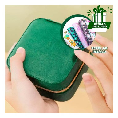 PACK12 CAJA SUAVE PARA LLEVAR JOYAS VERDE Y+PAPEL DE REGALO