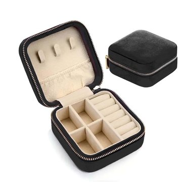 PACK2 JOYERO PORTATIL PARA ORGANIZAR NEGRO Y+PAPEL DE REGALO