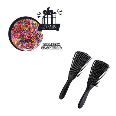 PEINETA PARA QUITAR NUDOS NEGRO Y+LIGAS DE REGALO