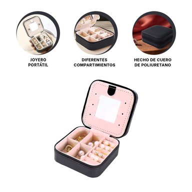 PACK2 JOYERO MINI PARA LLEVAR JOYAS NEGRO Y+REGALO STICKERS