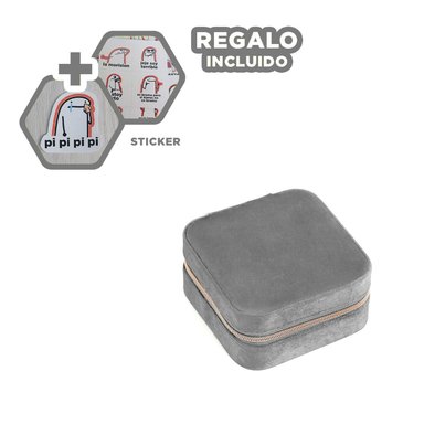 JOYERO MINI PARA LLEVAR JOYAS PLOMO Y+REGALO STICKERS