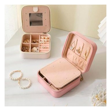 PACK4 COFRE CON ESPEJO PARA VIAJE DE COLOR ROSADO