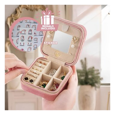 PACK12 COFRE PORTATIL PARA JOYAS ROSADO Y+REGALO STICKERS