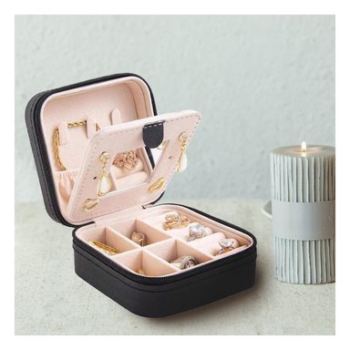 PACK4 COFRE PEQUEÑO CON ESPEJO PARA VIAJE DE COLOR NEGRO