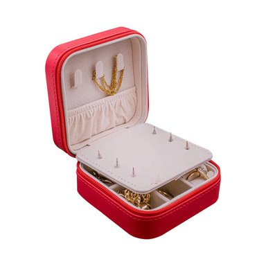 PACK2 JOYERO PORTATIL PARA LLEVAR JOYAS DE COLOR ROJO