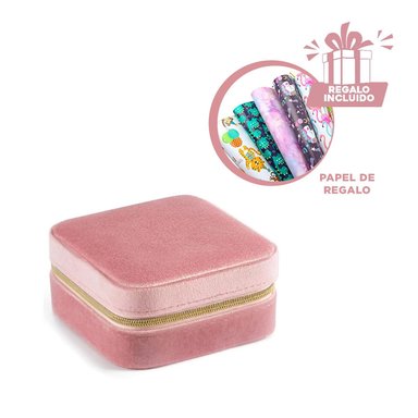PACK12 CAJA SUAVE PARA LLEVAR JOYAS ROSADO Y+PAPEL DE REGALO