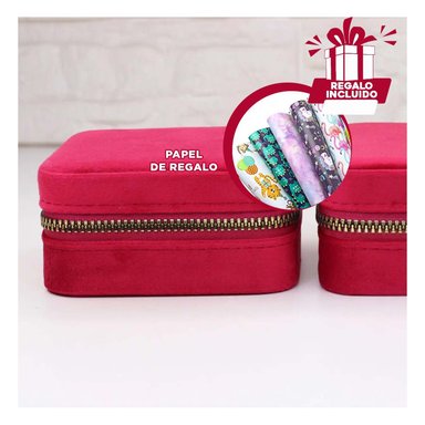 JOYERO PORTATIL PARA ORGANIZAR COLOR VINO Y+PAPEL DE REGALO