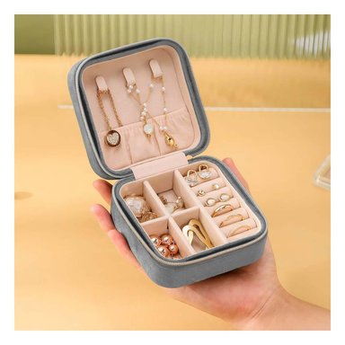 PACK6 COFRE PARA JOYAS MINIATURA CON ESPEJO DE COLOR PLOMO