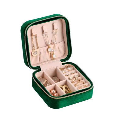 JOYERO ORGANIZADOR PEQUEÑO PARA VIAJES DE COLOR VERDE