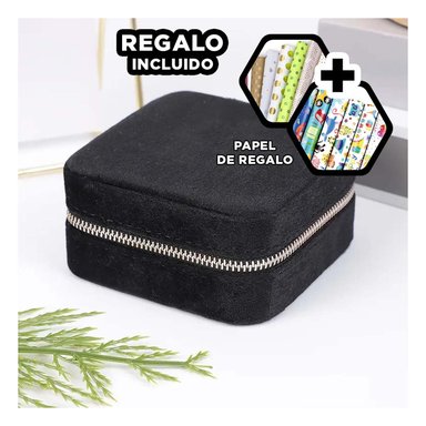 PACK12 CAJA SUAVE PARA LLEVAR JOYAS NEGRO Y+PAPEL DE REGALO