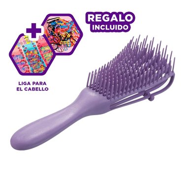 PEINETA PARA QUITAR NUDOS MORADO Y+LIGAS DE REGALO