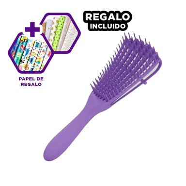PEINE DE CUERPO HUECO PARA PELO MORADO Y+PAPEL DE REGALO