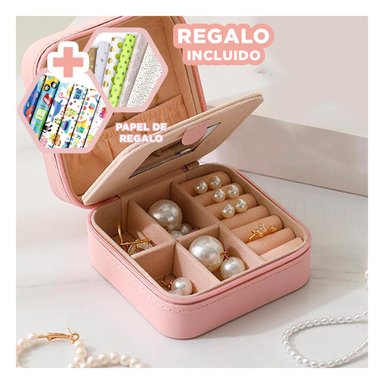 JOYERO PEQUEÑO PARA VIAJES ROSADO Y+PAPEL DE REGALO
