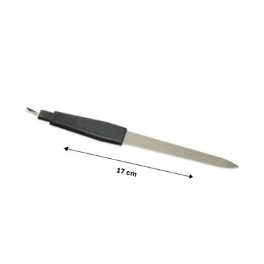 HERRAMIENTA PORTATIL DE UÑAS NEGRO Y PLATEADO CON SACA CUTICULAS - 4