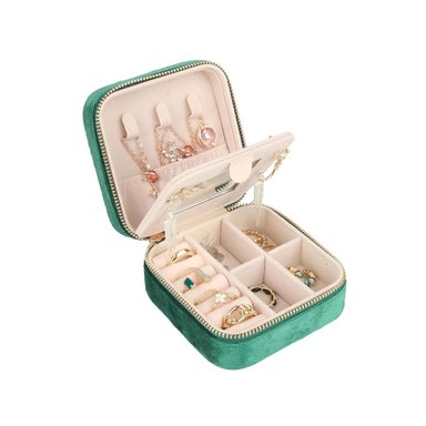 PACK2 JOYERO PORTATIL PARA LLEVAR JOYAS DE COLOR VERDE
