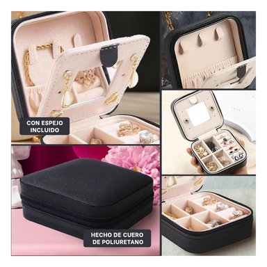 PACK4 JOYERO PEQUEÑO PARA VIAJES NEGRO Y+REGALO STICKERS