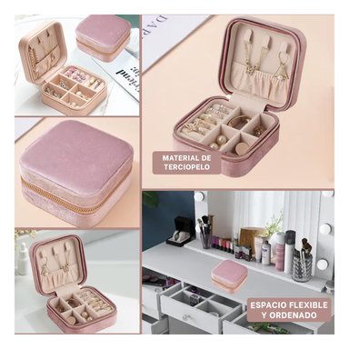 PACK4 JOYERO PORTATIL PARA ORGANIZAR ROSA Y+REGALO STICKERS