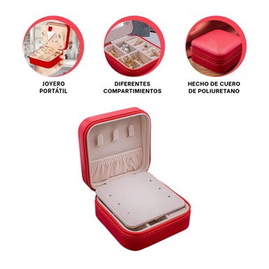 PACK2 JOYERO MINI PARA LLEVAR JOYAS ROJO Y+REGALO STICKERS