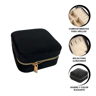 PACK2 JOYERO PARA VIAJE DE COLOR NEGRO Y+REGALO STICKERS