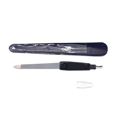 LIMA RESISTENTE DE UÑAS CON SACA CUTICULAS NEGRO Y PLATEADO Y+LIGAS REGALO - 3
