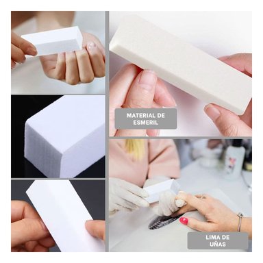 PACK2 ACCESORIO RESISTENTE DE UÑAS BLOQUE BLANCO PARA PULIDO Y+PAPEL REGALO - 3
