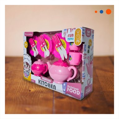PACK6 PACK DE SERVICIO DE COCINA CON TETERAS PLATOS Y CUBIERTOS PARA JUEGO Y+PAPEL REGALO - 5