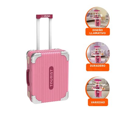 JUGUETE MINI COCINA PORTATIL EN ROSADO Y+PAPEL DE REGALO - 2