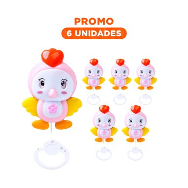 PACK6 FIGURA DECORATIVA ROSADA CON PAJARO MUSICAL PARA HABITACION INFANTIL