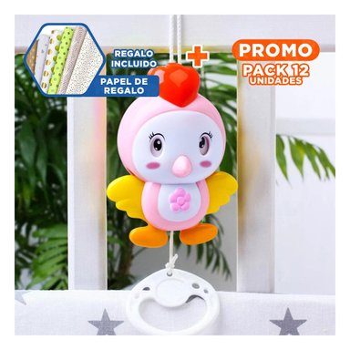 PACK12 ELEMENTO INFANTIL ROSADO CON PAJARO SONORO PARA RUTINAS DE SUENO Y+PAPEL REGALO