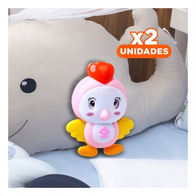 PACK2 ACCESORIO DECORATIVO ROSADO CON PAJARO MUSICAL INFANTIL Y+REGALO STICKER