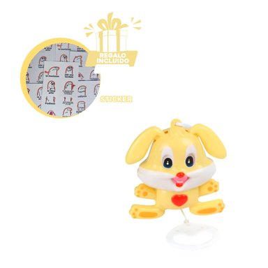 COLGANTE MUSICAL AMARILLO PARA CUNA CON DISENO DE CONEJO Y+REGALO STICKER