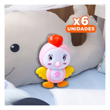 PACK6 ELEMENTO MUSICAL ROSADO CON PAJARO PARA ACOMPANAMIENTO DIARIO EN CUNA Y+REGALO STICKER