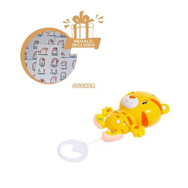 MOVIL TIGRE A CUERDA MUSICAL AMARILLO CON ESTILO INFANTIL Y+REGALO STICKER