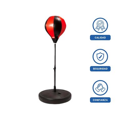 PACK6 SACO PERA DE BOXEO CON BASE EQUILIBRADA EN NEGRO Y ROJ - 2