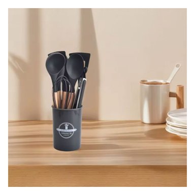 SET 12 CUCHARONES PARA LA COCINA EN NEGRO Y+LIGAS DE REGALO