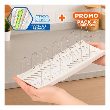 PACK4 ORGANIZADOR DE TAPAS SARTENES BLANCO Y+PAPEL DE REGALO