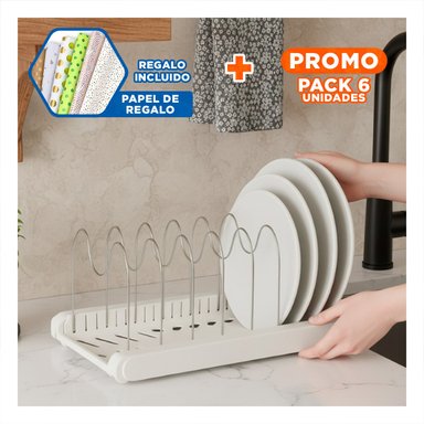 PACK6 ORGANIZADOR DE TAPAS OLLAS BLANCO Y+PAPEL DE REGALO